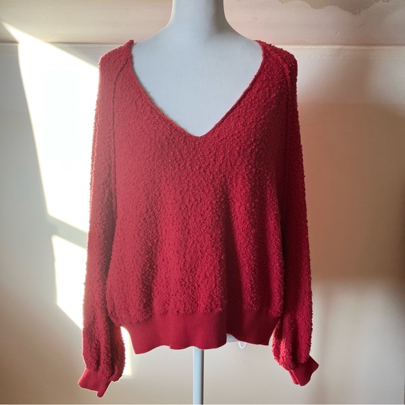 Free People Found My Friend Textured Sweater Red
Balloon Sleeve size Small - Picture 3 of 7